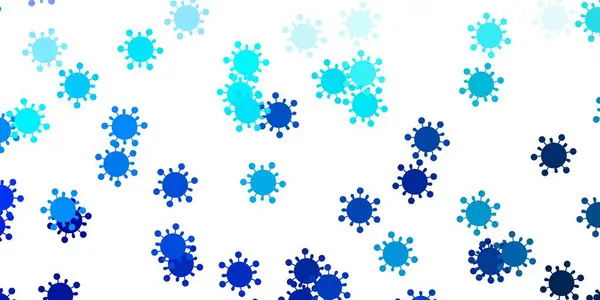 Fondo Vectorial Azul Claro Con Símbolos Covid Coloridos Símbolos Enfermedades — Archivo Imágenes Vectoriales