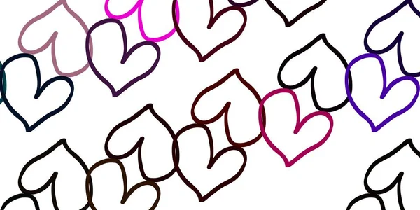 Heller Mehrfarbiger Vektorhintergrund Mit Leuchtenden Herzen Illustration Mit Verliebten Herzen — Stockvektor