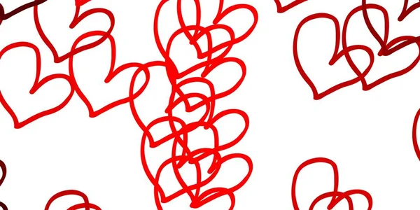 Tatlı Kalpli Açık Kırmızı Vektör Arkaplanı Kalpli Karalama Tarzında Bulanık — Stok Vektör