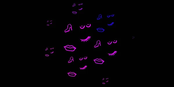 Violet Foncé Motif Vectoriel Rose Avec Des Éléments Féministes Illustration — Image vectorielle