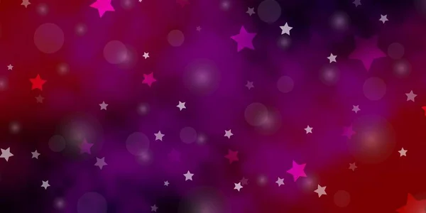 Rosa Oscuro Fondo Vector Amarillo Con Círculos Estrellas — Vector de stock