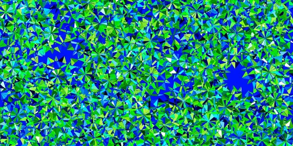 Azul Claro Textura Vectorial Verde Con Copos Nieve Brillantes Ilustración — Vector de stock