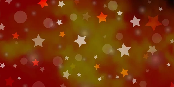 Fondo Vectorial Naranja Oscuro Con Círculos Estrellas Ilustración Abstracta Con — Archivo Imágenes Vectoriales