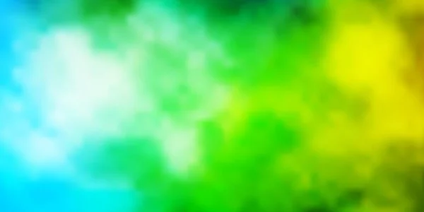 ライトブルー 雲の風景と緑のベクトルレイアウト カラフルな空 雲とグラデーションのイラスト 小冊子やチラシの模様 — ストックベクタ