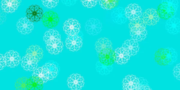 明るい青 緑のベクトルの背景に花が付いています 抽象的な花とシンプルな色のイラスト チラシ 本のためのスマートなデザイン — ストックベクタ