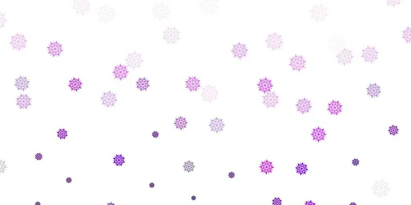 明るい雪のフレークと薄紫のベクトルテクスチャ 雪のフレークとシンプルな抽象的なイラスト 年賀状 年賀状 — ストックベクタ