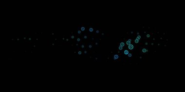 Koyu mavi, üzerinde gizemli semboller olan yeşil vektör arkaplanı. Gradyan simya şekilli renkli bir illüstrasyon. Gizemli, mistik tasarımlar için arkaplan.