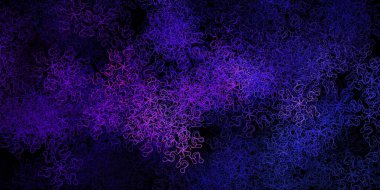 Koyu mor, pembe çizgili vektör deseni. Eğri çizgileri olan renkli çizimler. Web siteleri, iniş sayfaları için desen.
