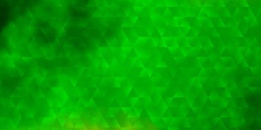Açık yeşil, çokgen tarzda sarı vektör arkaplan. Renkli üçgenlerin olduğu bir resim. Reklamlar için desen.