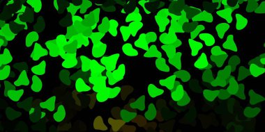 Koyu yeşil, sarı vektör arkaplan ve kaotik şekiller. Soyut tarzda, gradyan formlarda basit tasarım. Reklamlarınız için modern tasarım.