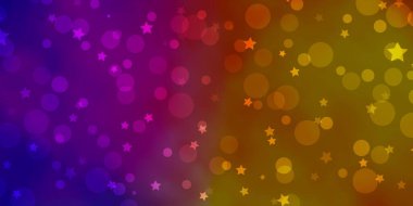 Açık Mavi, sarı vektör desenli daireler, yıldızlar.