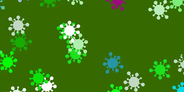 Hellrosa Grünes Vektormuster Mit Coronavirus Elementen Farbenfrohe Krankheitssymbole Einfachen Abstrakten — Stockvektor