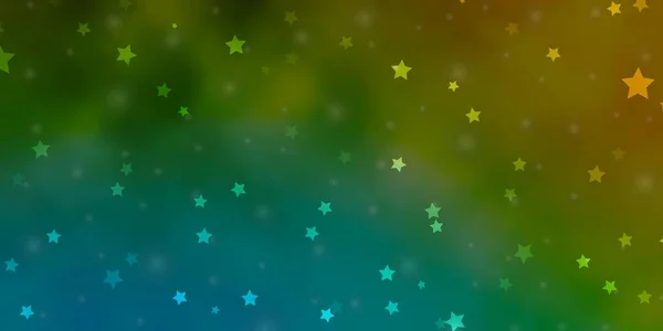 Azul Claro Fundo Vetor Amarelo Com Estrelas Coloridas Ilustração Colorida — Vetor de Stock