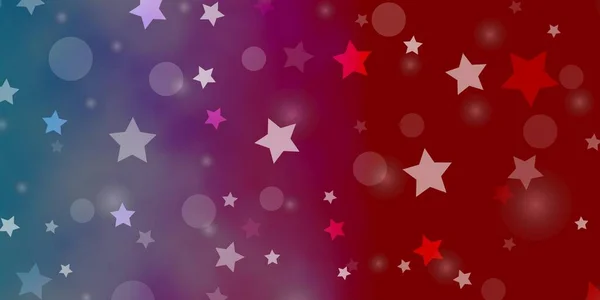 Ανοιχτό Μπλε Κόκκινο Διάνυσμα Φόντο Κύκλους Αστέρια Glitter Αφηρημένη Εικόνα — Διανυσματικό Αρχείο