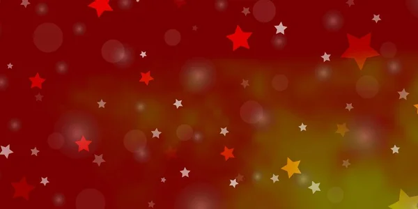 Rouge Clair Fond Vectoriel Jaune Avec Cercles Étoiles — Image vectorielle