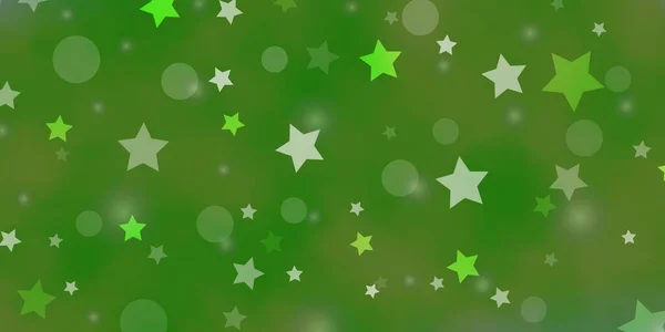 Modèle Vectoriel Vert Clair Avec Cercles Étoiles — Image vectorielle