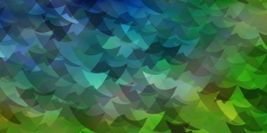 Açık mavi, küplü çokgen şekilli yeşil vektör deseni. Üçgenler ve küplerle soyut gradyan çizimi. Duvar kağıtları için şablon.