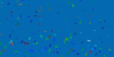 Kadın hakları sembollü çok renkli vektör dokusu. Modern stilde eğilim gösteren renkli feminizm sembolleri. ui tasarımcıları için arkaplan.