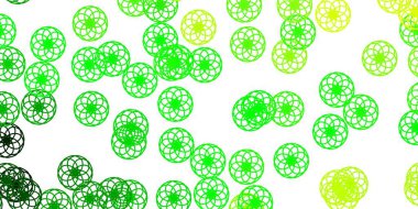 Açık yeşil, noktalı sarı vektör arkaplan. Parlak renkli ve soyut küreler içeren bir resim. Reklamlarınız için tasarım.