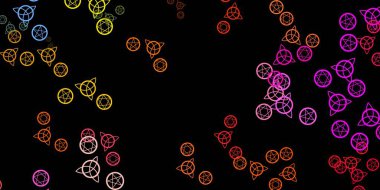 Esrarengiz işaretli koyu renkli vektör şablonu. Cadılık formlarıyla soyut tarzda geçmişe dönük tasarım. Doğaüstü tasvirler için basit tasarım.