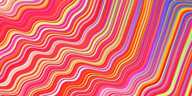 Bükülmüş çizgileri olan ışık çokrenkli vektör şablonu. Değişken çizgileri olan renkli geometrik örnek. İş tasarımınız için şablon.