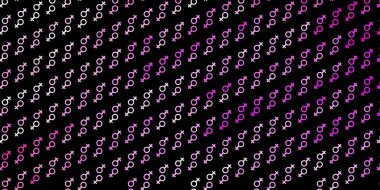 Koyu pembe, üzerinde kadın güç sembolleri olan sarı vektör arkaplan. Kadın hakları aktivizmiyle soyut tarzda basit bir tasarım. Uluslararası Kadınlar Günü için Tasarım