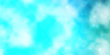 Küçük ve büyük yıldızlı hafif BLUE vektör arka planı. Küçük ve büyük yıldızlı parlak renkli bir illüstrasyon. Hediyeleri paketlemek için desen.