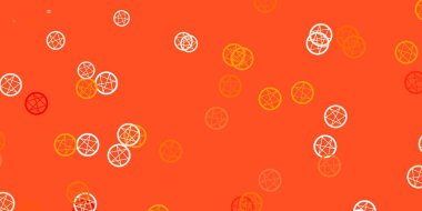 Din sembollü açık kırmızı, sarı vektör dokusu. Cadılık formlarıyla soyut tarzda geçmişe dönük tasarım. Okült tasarımın için basit bir temel.