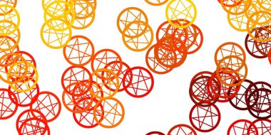 Açık sarı vektör arkaplanı ve gizemli semboller. Renkli mistik semboller. Antik tarzda bir eğilim var. Gizemli, mistik tasarımlar için arkaplan.