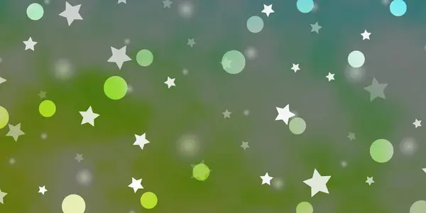 Světle Modrá Zelená Vektorová Textura Kruhy Hvězdy — Stockový vektor