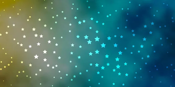 Azul Oscuro Fondo Vector Amarillo Con Estrellas Pequeñas Grandes — Vector de stock