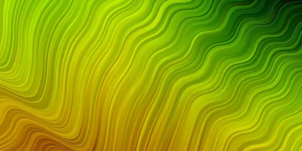 Lichtgroen Gele Vectorachtergrond Met Gebogen Lijnen — Stockvector