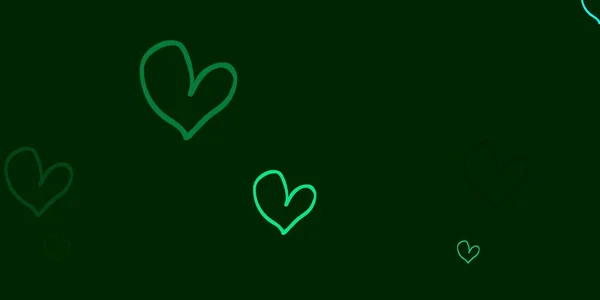 Hellgrüne Vektorkulisse Mit Süßen Herzen Illustration Mit Verliebten Herzen Zum — Stockvektor