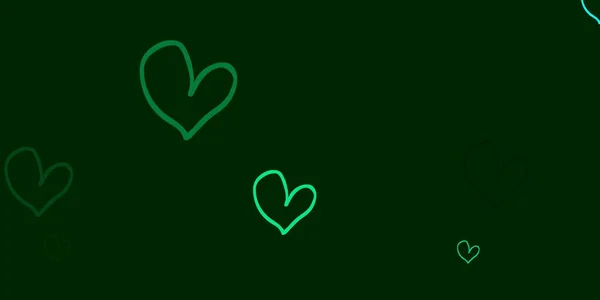 Fondo Vectorial Verde Claro Con Corazones Dulces Ilustración Con Corazones — Vector de stock