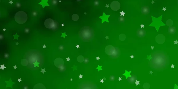 Textura Vetorial Verde Claro Com Círculos Estrelas — Vetor de Stock