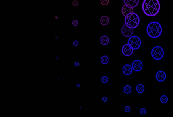 Azul Oscuro Plantilla Vector Rojo Con Signos Esotéricos Coloridos Símbolos — Archivo Imágenes Vectoriales