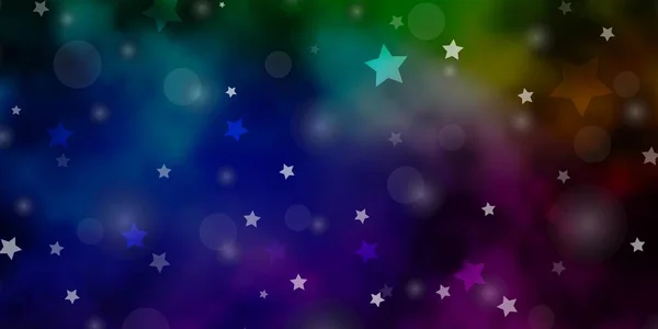 Modèle Vectoriel Multicolore Foncé Avec Cercles Étoiles — Image vectorielle