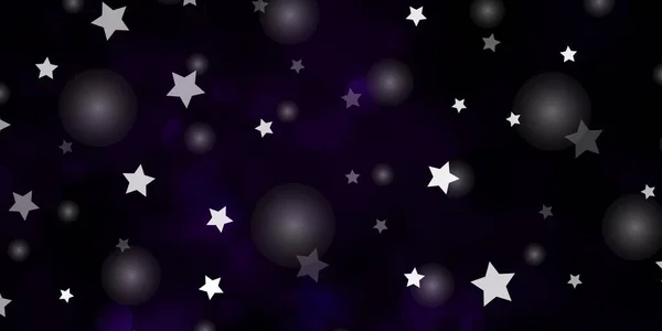 Fondo Vector Púrpura Oscuro Con Círculos Estrellas — Vector de stock