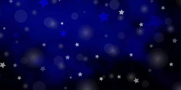 Темный Синий Векторный Фон Кругами Звездами — стоковый вектор