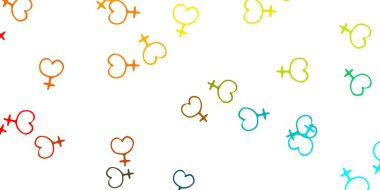 Açık mavi, iş kadını işaretli sarı vektör şablonu. Kadın gücünün resmedildiği soyut bir çizim. Uluslararası Kadınlar Günü için arkaplan.