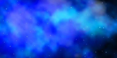 Neon yıldızlı koyu mavi vektör şablonu.