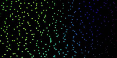 Renkli yıldızlı koyu renkli vektör arkaplanı. Yıldızlı bulanık dekoratif tasarım. Yeni yıl ilanı, broşürler için desen.