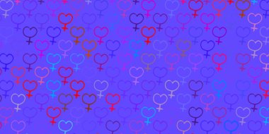 Açık mavi, kadın sembollü sarı vektör arkaplan. Değişken feminizm şekilli renkli bir illüstrasyon. Uluslararası Kadınlar Günü için arkaplan