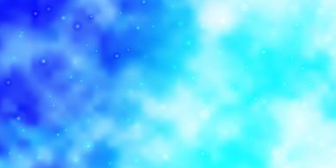 Renkli yıldızlı hafif Mavili vektör arkaplanı. Soyut tarzda renkli bir illüstrasyon ve değişken yıldızlar. Hediyeleri paketlemek için desen.