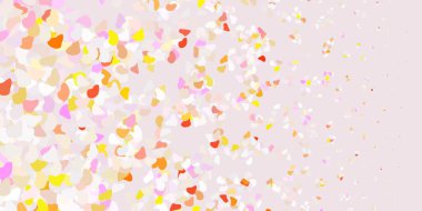 Açık pembe, kaotik şekilli sarı vektör arkaplanı. Gradyan rastgele formlarla modern soyut illüstrasyon. Cep telefonları için arka plan.