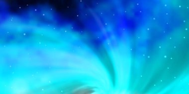 Parlak yıldızlı hafif BLUE vektör düzeni. Küçük ve büyük yıldızlı parlak renkli bir illüstrasyon. Yeni yıl ilanı, broşürler için desen.