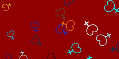 Açık mavi, üzerinde kadın güç sembolleri olan sarı vektör arkaplan. Kadın hakları aktivizmiyle soyut tarzda basit bir tasarım. Duvar kağıtları için zarif tasarım