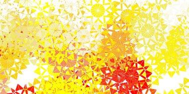 Açık turuncu vektör dokusu ve parlak kar taneleri. Dekoratif Noel tarzında renkli kar unsurları. Yeni yıl reklamı, kitapçık deseni.