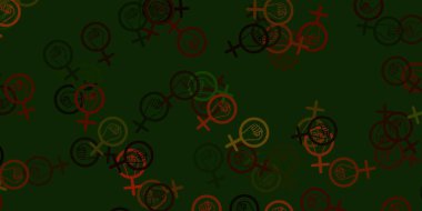 Açık yeşil, feminizm unsurlu sarı vektör deseni. Değişken feminizm şekilli renkli bir illüstrasyon. Uluslararası Kadınlar Günü için arkaplan.