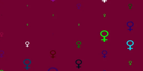 Licht Multicolor Vector Patroon Met Feministische Elementen Kleurrijke Illustratie Met — Stockvector